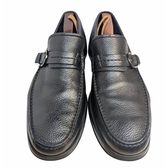 Salvatore Ferragamo Black pebbled leather horsebit loafers mens 10 EE extra wide